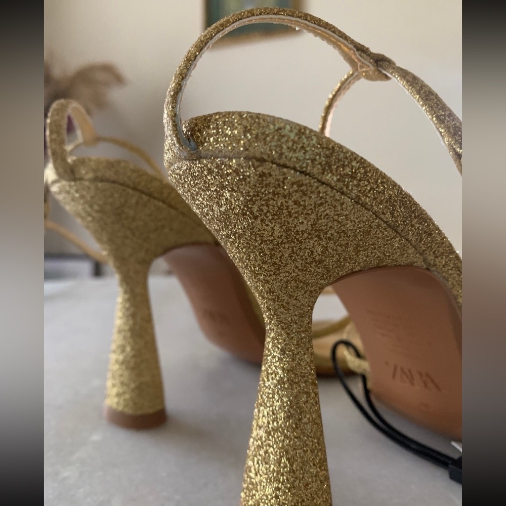 Zara Gold Strappy Heeled - Picture 5 of 9